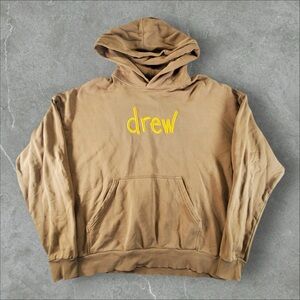 Drew House Hoodie Mens Large Brown Pullover Streetwear Justin Beiber Scribble